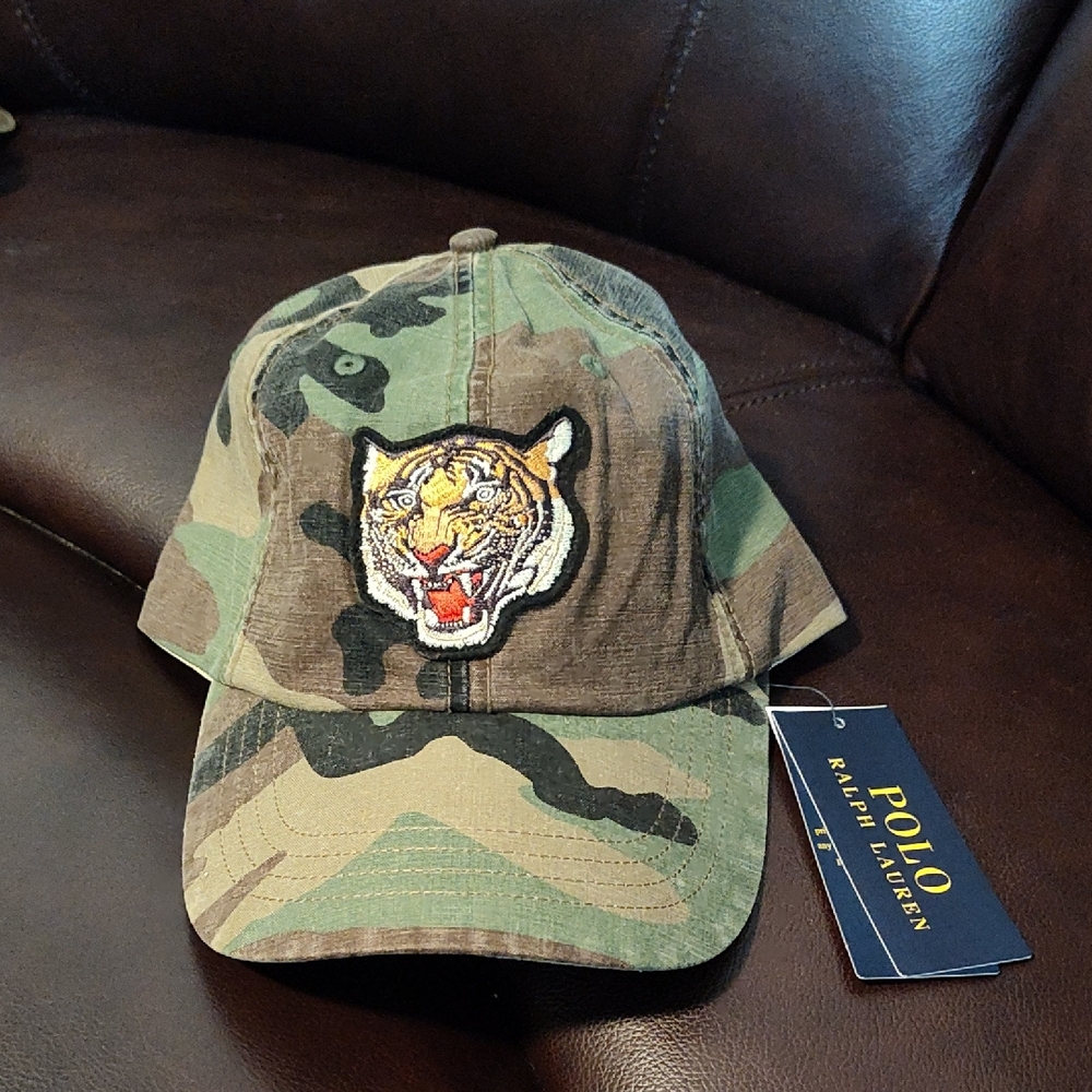 Polo by Ralph Lauren Camo Hat with Tiger Patch - Green/Brown